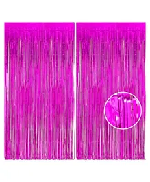 Highland Pink Metallic Foil Fringe Curtain - Pack of 2