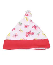 Tiny Hug All Over Butterfly Print Cap - Red White