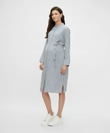 Mamalicious Stripe Maternity Shirt Dress - China Blue