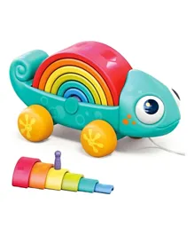 Baybee Wooden Rainbow Chameleon Pull Push Along Toy