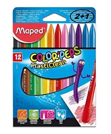 أقلام تلوين بلاستيكية متعددة الألوان من مابيد كولور بيبس - 12 لون - عبوة من 3