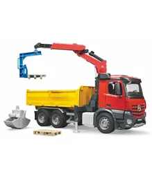 Bruder MB Arocs Construction truck with crane & 2 pallets  - Multicolour