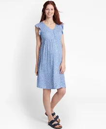 JoJo Maman Bebe Frill Sleeves Maternity Dress - Blue