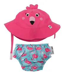 ZOOCCHINI Baby Swim Diaper & Sun Hat Set Franny the Flamingo - Small