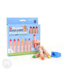 Micador Woody Crayons FSC 100% Pack of 6 - Multi Color