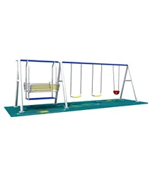 Myts Mega Fun Metal Swing Set for Over 4 Children - Dual & Single Multicolor Swingers with Sturdy Frame, 520x130x250cm