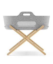 Snuz SnuzBaskit Light Grey Moses Basket With Breathable Mattress & Natural Stand Set