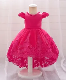 DDANIELA Princess Embroidery Party Dress - Hot Pink