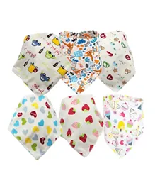 Pixie Cotton Printed Bandana Bibs Pack of 6 - Multicolour