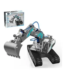 Little Story DIY Hydraulic Power Principle Based 3-IN-1 STEM Series Excavator Bulldozer JCB Toy Grey - 130 Pieces