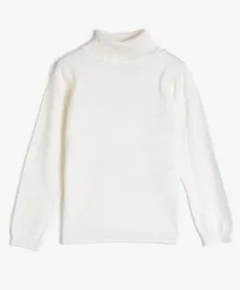 Koton High Neck Solid Sweater - Off White