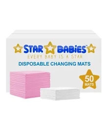 Star Babies Disposable Changing Mats Pack of 50 - White/Yellow