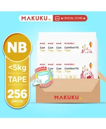 MAKUKU Baby Comfort Fit Tape Diapers For Newborn Size 1 Jumbo Pack of 8 - 256 Pieces