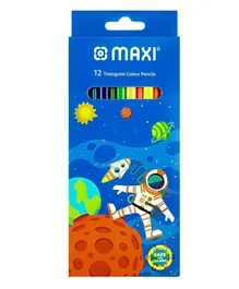 Maxi Triangular Colour Pencils In A Cardboard Box - 12 Colours