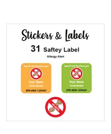 Ladybug Labels Personalized Allergy Alert No Soya Stickers, Waterproof & Scratchproof, 31 Pieces, 2 Years+