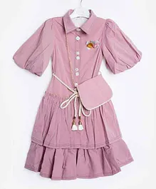 Amri Frilled Flared Frock - Purple