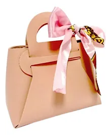 Brain Giggles Leather Gifts Hand Bag with Ribbon - Pink