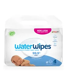 WaterWipes Original Plastic Free 99.9% Water Based Wet Wipes for Sensitive Skin Pack of 4 - 240 Pieces