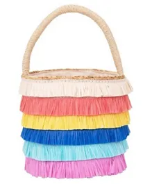 Meri Meri Raffia Fringed Woven Straw Bag - Multicolour
