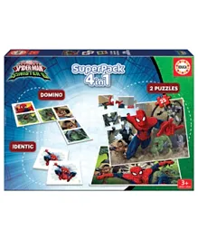 Educa Puzzles 4 in 1 Superpack Domino, Identic & 2 Puzzles Spider-Man Puzzle - 25 Pieces