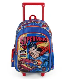 Warner Bros Superman Dark Night Trolley Bag, Ergonomic, Lightweight, Durable, 6 Years+, Blue - 18 Inches