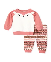 The Children's Place 2Pc Printed Sweatshirt & Joggers Set - Pink