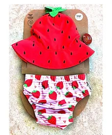 ZOOCCHINI Baby Swim Diaper & Sun Hat Set Strawberry - Large