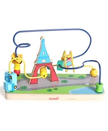 Iwood Wooden Bead Maze Wire Roller Coaster Educational Toy - Eiffel Tower