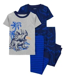 Carter's 4-Piece Dinosaur Cotton Blend Pajamas -Grey and Navy