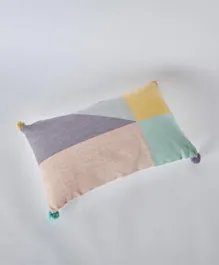 هوم بوكس - وسادة محشوة بالقطن مطبوعة بألوان متعددة مع بوم بوم