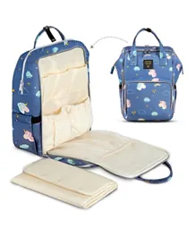 Sunveno Stylish Diaper Travel Backpack XL with Stroller Straps & Changing Pad-Unicorn Blue