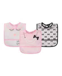 Hudson Childrenswear Hook And Loop Milk Waterproof Peva Bibs Pink - Pack Of 3