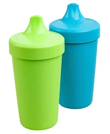 Re-play Recycled Packaged Spill Proof Cups Pack of 2 Under the Sea - Aqua Sky Blue and Lime Green