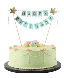 Party Propz Glitter Happy Birthday Cake Topper - Blue & Golden