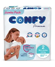 Confy Premium  Baby Diapers Jumbo Single Pack Mini Size 2 - 80 Pieces