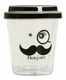 BiggDesign Bonjour Designed Double Walled Glass Cup - 200mL