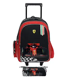Ferrari Flag Trolley Backpack With Pencil Case - 18 inches