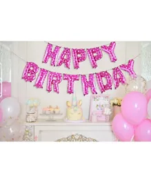 Highland Pink Happy  Birthday Banner and Balloon Decoration Set - 16 Inches