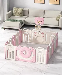 Little Angel Baby Fence Foldable Playpen & Basketball Hoop Pink - 14 Pieces