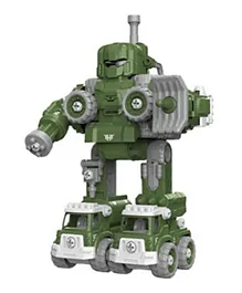 Little Story 5 in 1 Military Robot Transformation Vehicle with Remote Building Construction Set Green - 141 Pieces