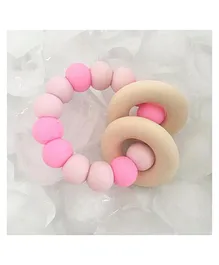 One.Chew.Three Gummi Silicone Rattle Teether - Pink
