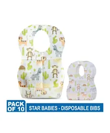 Star Babies Disposable Bibs Pack of 10 - Animals