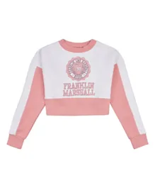 Franklin & Marshall Graphic Cropped Sweatshirt - White & Pink