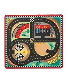 Melissa & Doug Round The Speedway Race Track Rug with Race Cars