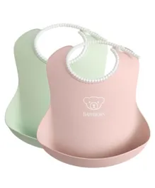 BabyBjorn Baby Bib Pink and Green - Pack of 2