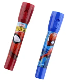Marvel Spiderman Pens with Flashlight for Kids Pack of 2 - Blue Maroon