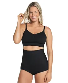 Mums & Bumps Leonisa High-Waisted Postpartum Panties with Adjustable Belly Wrap for Natural or C-Section Birth - Black