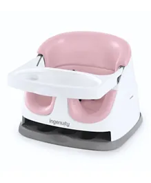 Ingenuity Baby Base 2-in-1 Booster Seat Peony - Secure Harness, Removable Washable Tray, Portable for 6m+