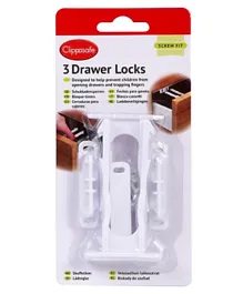 Clippasafe Drawer Locks White - Pack of 3
