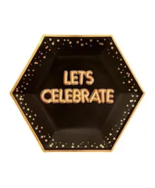 Neviti Glitz & Glamour Lets Celebrate Large Black & Gold Plate - Pack of 8